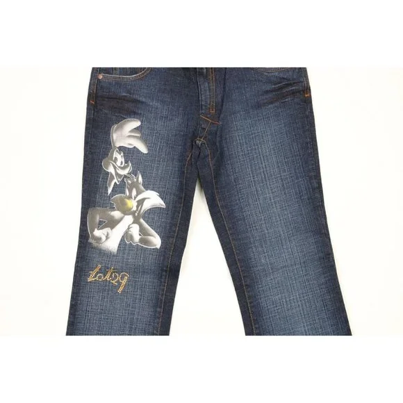NOS Vintage Y2K Lot 29 Womens Size 7 Looney Tunes Wide Leg Flared Denim Jeans